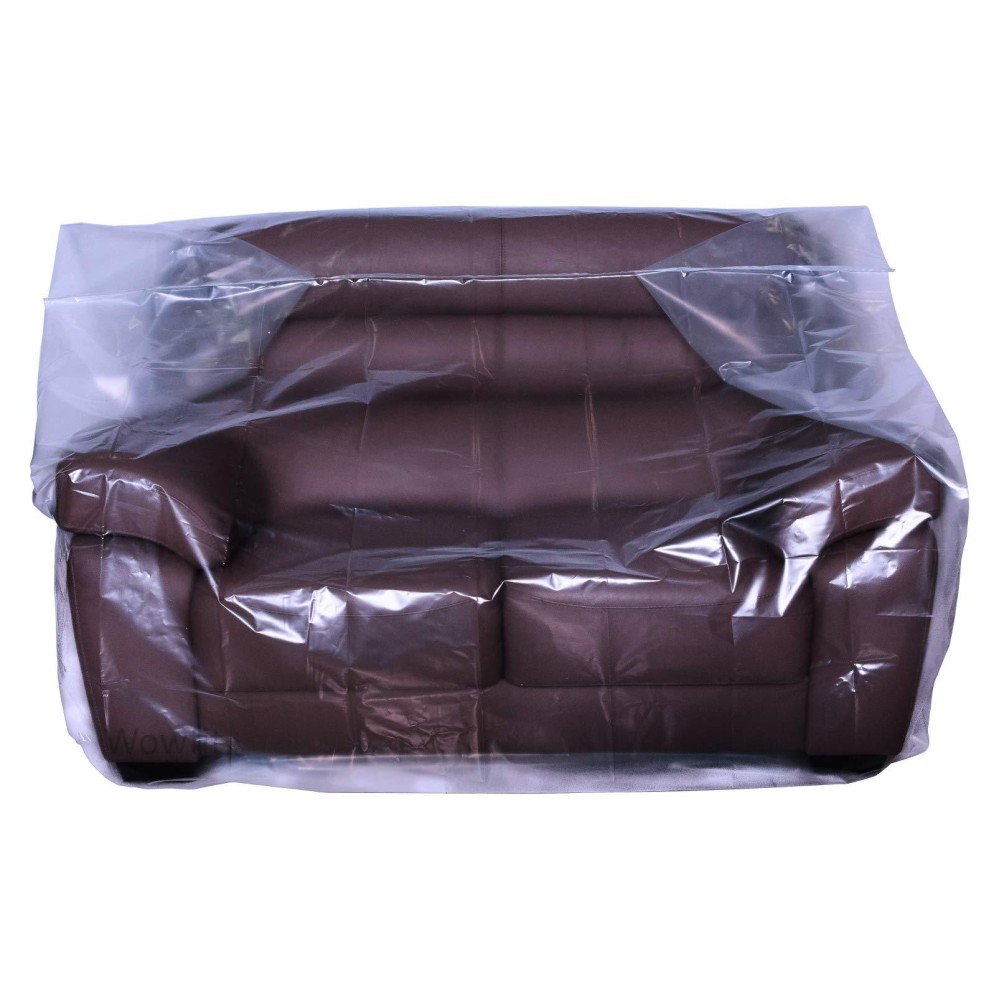 Wowfit Furniture Cover - Dust-Proof Moving Bag For Love Seat, Sofa, Moving Boxes - Clear & Odorless Plastic Bag For Moving - 4Mil Thick Loveseat Cover(Not Include Tape) - 68W X 42D X 62/41H Inches