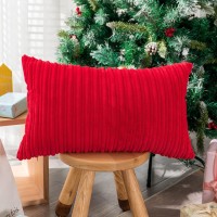 Ugasa Christmas Decor Pillow Covers Velvet Striped Pillow Cover Lumbar Cushion Case For Lumbar 1 Piece 12X20Inch 30X50Cm Re