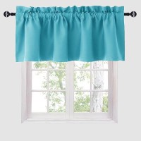 Hiasan Blackout Valance Curtains For Solid Room Darkening Rod Pocket Valances For Windows 52 X 18 Inches Length Turquoise 1 P