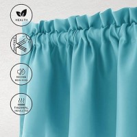 Hiasan Blackout Valance Curtains For Solid Room Darkening Rod Pocket Valances For Windows 52 X 18 Inches Length Turquoise 1 P