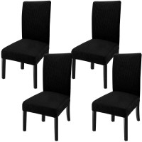 Goodtou Chair Covers For Dining Room 4 Pack, Stretch Parson/Dining Chair Slipcover Removable Washable Chair Protector For Home/Restaurant/Banquet,Forros Para Sillas De Comedor(Black, Set Of 4)