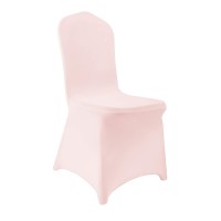 Peomeise 12Pcs Stretch Spandex Chair Cover For Wedding Party Dining Banquet Event (Blush Pink, 12)