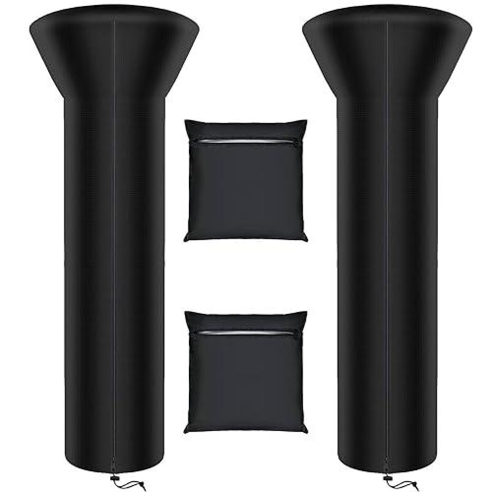 Siruiton Patio Heater Covers With Zipper And Air Vent Waterproof Dustproof Wind-Resistant Uv-Resistant Snow-Resistant Black (2 Pack 87 Height X 33