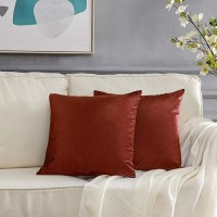 Gigizaza Decorative Couch Throw Pillow Covers Set Of 2 Burnt Orange Square Pillow Cushion Covers 22X22 Pillow Cases Velvet Pillo