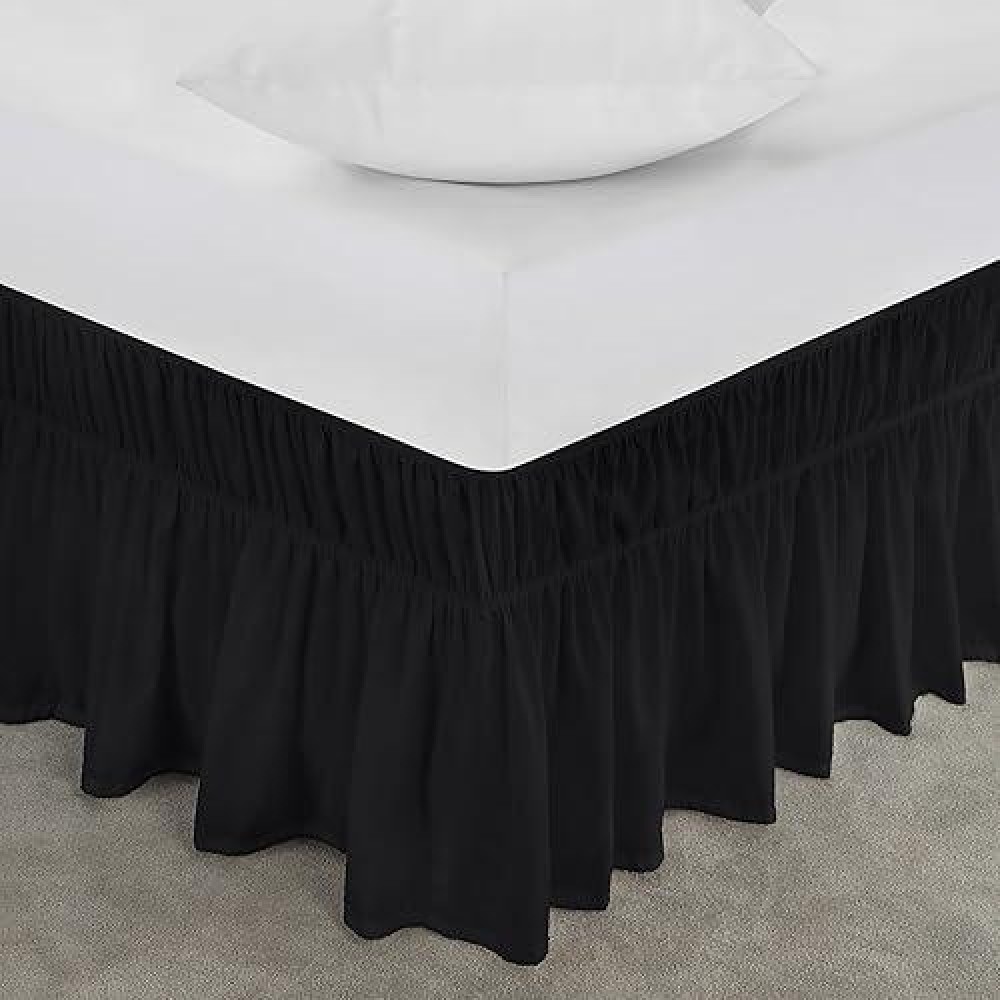 Utopia Bedding Twin Elastic Bed Ruffle Easy Wrap Around Ruffle Microfiber Bed Skirt With Adjustable Elastic Belt 16 Inch Tai