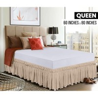 Utopia Bedding Queen Elastic Bed Ruffle Easy Wrap Around Ruffle Microfiber Bed Skirt With Adjustable Elastic Belt 16 Inch Ta