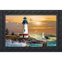 Briarwood Lane Sunset Lighthouse Summer Doormat Nautical Indoor Outdoor 30 X 18