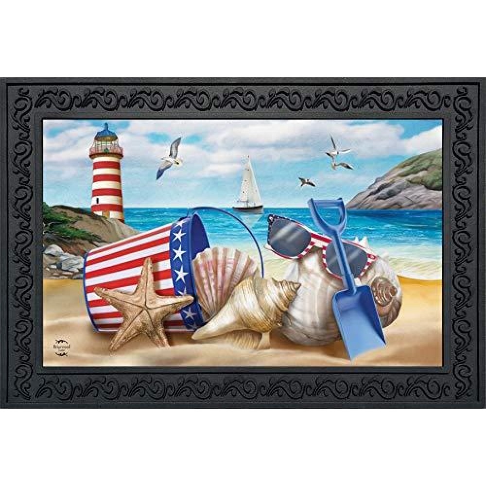 Briarwood Lane Sea To Shining Sea Patriotic Doormat Lighthouse Indoor Outdoor 30 X 18