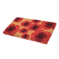 Fab Habitat Floral Extra Thick Doormat Handwoven Durable Natural Coir Entryway Front Door Porch Patio Poppies Red 1