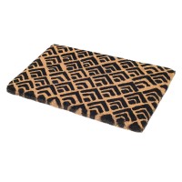 Fab Habitat Extra Thick Doormat Handwoven Durable Natural Coir Entryway Front Door Porch Patio Block Print Blacknat