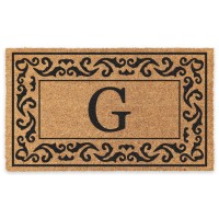 Coco Mats N More Black Rolling Scrolls Bordered Monogrammed Coco Doormat 38 X 60 With Vinyl Backing