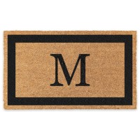 Coco Mats N More Black Single Bordered Monogrammed Coco Doormat 38 X 60 Coir Mat For Front Porch Tough Coir Bristles Mo