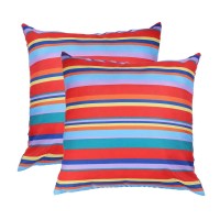 Eternal Beauty Set Of 2 Outdoor Pillow Covers Waterproof Throw Pillow Covers For Outdoor Couch Pillows, Red Stripe, 18X18 Inches