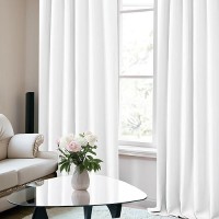 Deconovo Pure White Curtains For Living Room Back Tab And Rod Pocket Curtain For Bedroom 84 Inches Long 52X84 Inch 2 Panels