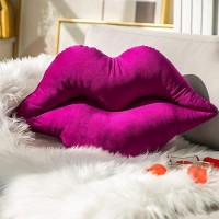 Ashler 3D Lips Throw Pillows Smooth Soft Velvet Insert Included Cushion For Couch Bed Living Room Purple 24 X 12 Inches