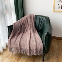 Lomao Knitted Throw Blanket With Tassels Bubble Textured Lightweight Throws For Couch Cover Home Decor Pink 50X60