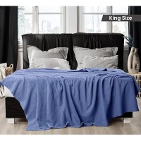 Utopia Bedding 100% Cotton Blanket (King Size - 90X108 Inches) 350Gsm Lightweight Thermal Blanket  Soft Breathable Blanket For All Seasons (Wedgewood)