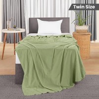 Utopia Bedding 100% Cotton Blanket (Twin Size - 90X72 Inches) 350Gsm Lightweight Thermal Blanket  Soft Breathable Blanket For All Seasons (Sage Green)