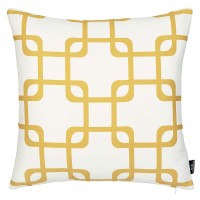 Pillows Homeroots Multi Polyester 18X18 Yellow Geometric Squares Decorative Throw Cover