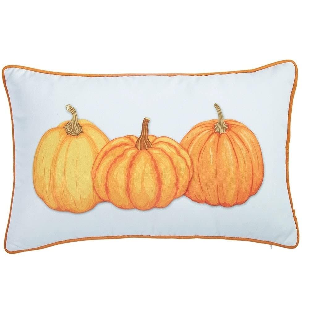 Pillows Homeroots Multi Polyester 12X20 Thanksgiving Lumbar Pumpkins Decorative Throw Cover