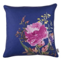 Homeroots Multi Polyester 18X 18 Blue Flower Square Style Decorative Throw Pillow Cover