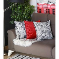 Pillows Homeroots Multi Polyester 17X 17 Grey Jacquard Artistic Leaf Decorative Throw Cover