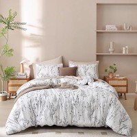 Janzaa Queen Comforter Set Floral Comforters Queen Size White Comforter 3 Pieces 1 Comforter 90X90 2 Pillow Cases