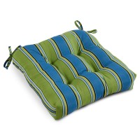 South Pine Porch Outdoor 20-Inch Square Tufted Seat Cushion, 1 Count (Pack Of 1), Cayman Stripe