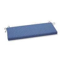 Pillow Perfect Stripe Indooroutdoor Sofa Setee Bench Swing Cushion With Ties Weather And Fade Resistant 18 X 45 Bluewh