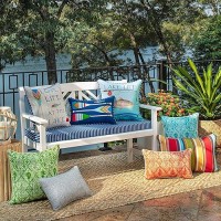 Pillow Perfect Stripe Indooroutdoor Sofa Setee Bench Swing Cushion With Ties Weather And Fade Resistant 18 X 45 Bluewh