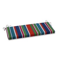 Pillow Perfect Stripe Indooroutdoor Sofa Setee Bench Swing Cushion With Ties Weather And Fade Resistant 18 X 45 Bluegr