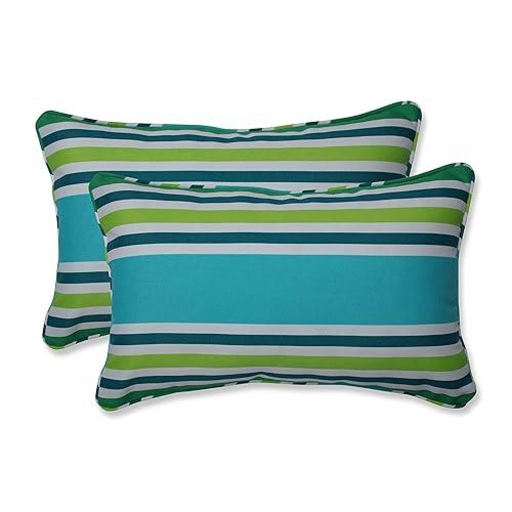 Pillow Perfect Stripe Indooroutdoor Accent Throw Pillow Plush Fill Weather And Fade Resistant Lumbar 115 X 185 Bl