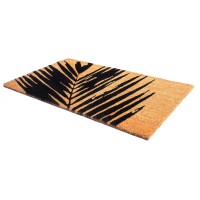 Fab Habitat Non Slip Doormat Durable Thin Natural Coir Rubber Entryway Front Door Porch Patio Summertime Palm Leaf