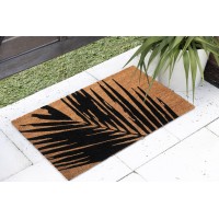 Fab Habitat Non Slip Doormat Durable Thin Natural Coir Rubber Entryway Front Door Porch Patio Summertime Palm Leaf