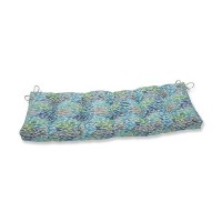 Pillow Perfect Outdoorindoor Tufted Benchswing Cushion 60 X 18 Blue Make It Rain Cerulean