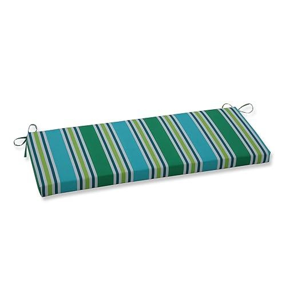 Pillow Perfect Stripe Indooroutdoor Sofa Setee Bench Swing Cushion With Ties Weather And Fade Resistant 18 X 45 Bluegr