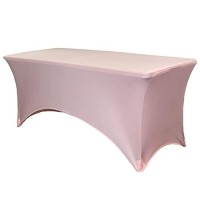 Your Chair Covers - 8 Ft Rectangular Fitted Spandex Tablecloths, Stretch Elastic Table Cover For Long Patio, Party, Birthday, Vendor Table - Blush