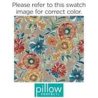 Pillow Perfect Floral Indooroutdoor Accent Throw Pillow Plush Fill Weather And Fade Resistant Floor 25 X 25 Tanblue