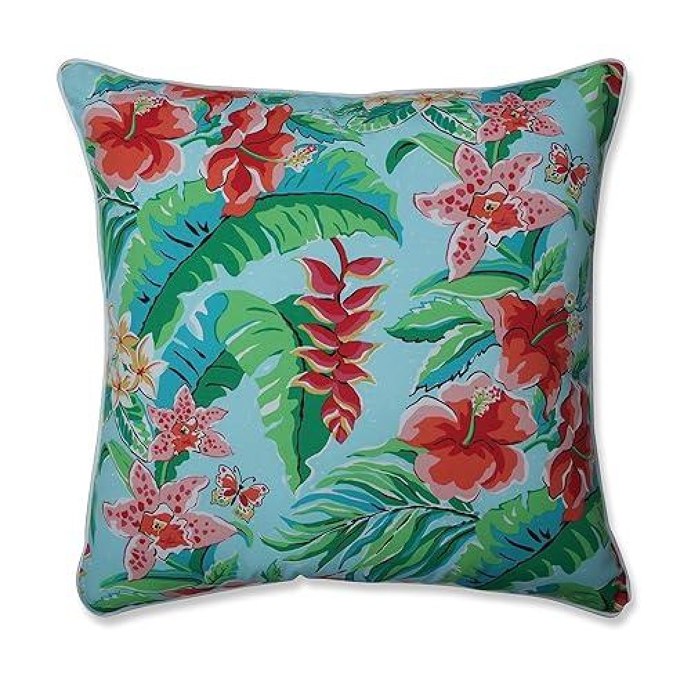 Pillow Perfect Tropic Floral Indooroutdoor Accent Throw Pillow Plush Fill Weather And Fade Resistant Floor 25 X 25 B