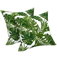 Lvtxiii Outdoor Accent Patio Toss Pillow Covers, Covers Only Tropical Throw Pillow Case Sham, Square Cushion Covers For Indoor Outdoor Use 2 Pack, 18 X18 - Palm Green