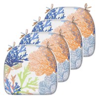 Lvtxiii Outdoor Seat Cushions D16Xw17 Inch Patio Chair Pads U-Shape Colorful Design For Indoor Outdoor Patio Furniture Garden Home Set Of 4, Seascape Coral