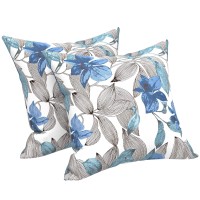 Lvtxiii Outdoor Accent Patio Toss Pillow Covers, Covers Only Tropical Throw Pillow Case Sham, Square Cushion Covers For Indoor Outdoor Use 2 Pack, 18? X18? -Simply Daisy Blue