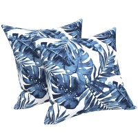 Lvtxiii Outdoor Accent Patio Toss Pillow Covers, Covers Only Tropical Throw Pillow Case Sham, Square Cushion Covers For Indoor Outdoor Use 2 Pack, 18??X18??- Palm Blue