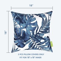 Lvtxiii Outdoor Accent Patio Toss Pillow Covers, Covers Only Tropical Throw Pillow Case Sham, Square Cushion Covers For Indoor Outdoor Use 2 Pack, 18??X18??- Palm Blue