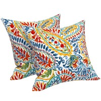 Lvtxiii Outdoor Throw Pillow Covers 18 X 18 Inch, Covers Only Modern Paisley Pattern Decorative Square Toss Pillow Case Pack Of 2 For Home Patio Garden Sofa Bed Furniture, Paisley Multi