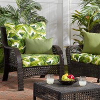 Greendale Home Fashions 2-Piece Outdoor Deep Seat Cushion Set, Tropical White