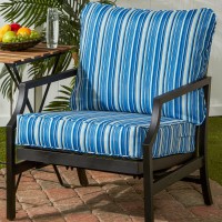 Greendale Home Fashions 2-Piece Outdoor Deep Seat Cushion Set, Steel Blue Stripe