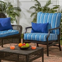 Greendale Home Fashions 2-Piece Outdoor Deep Seat Cushion Set, Steel Blue Stripe