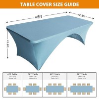 Eurmax Usa Spandex Table Cover 5 Ft. Fitted 30+ Colors Polyester Tablecloth Stretch Spandex Table Cover-Table Toppers 5 Ft Table Cover Open Back(5Ft Sky Blue)