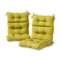 Greendale Home Fashions Outdoor 44 X 22-Inch High Back Chair Cushion, Set Of 2, Lime 2 Count